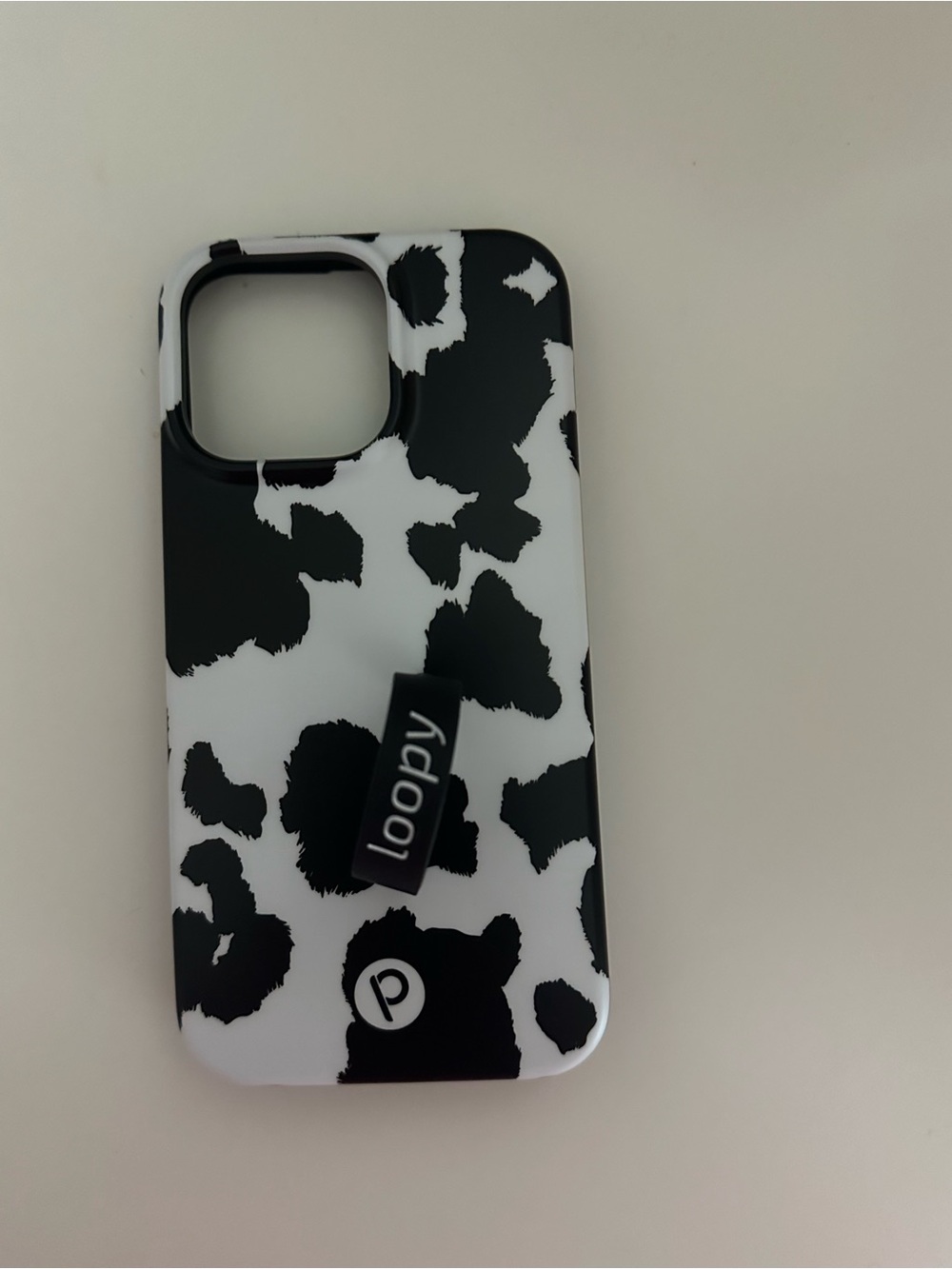 Loopy Case Black & White Cow for IPhone 14 Pro Max Lefty